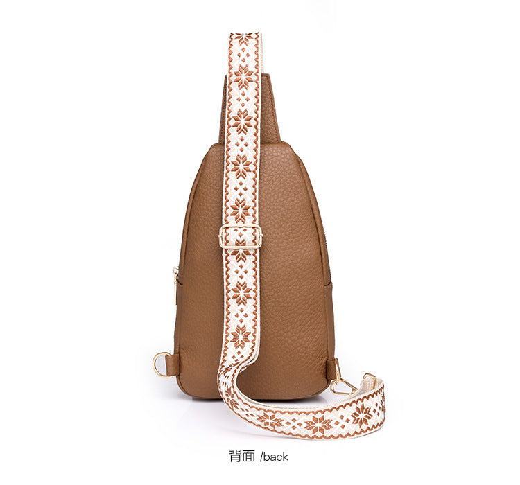 Cross-border Women's Chest Bag Soft Leather Fashion New Chest Crossbody Bag 2024 All-match Outgoing Backpack Casual Shoulder Bag