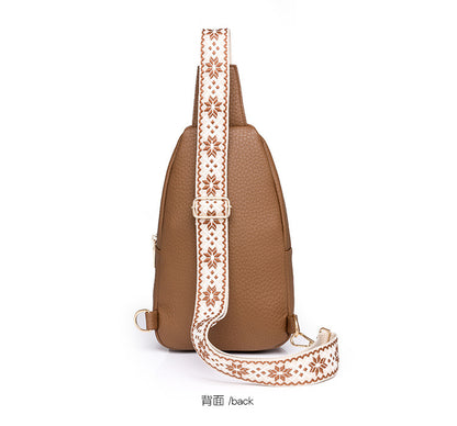 Cross-border Women's Chest Bag Soft Leather Fashion New Chest Crossbody Bag 2024 All-match Outgoing Backpack Casual Shoulder Bag