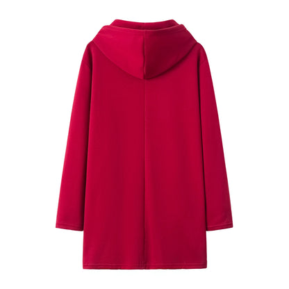 Fashion Trend Loose Side Zipper Plus Fleece Jacket Hooded Sweater Woman