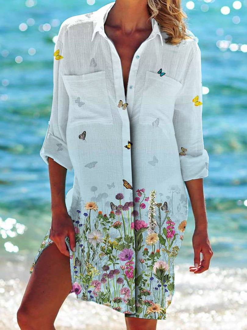 New Foreign Trade Cross-Border Model, Long-Sleeved Swimsuit Shirt, Women's Clothing, Printed Vacation Beachwear