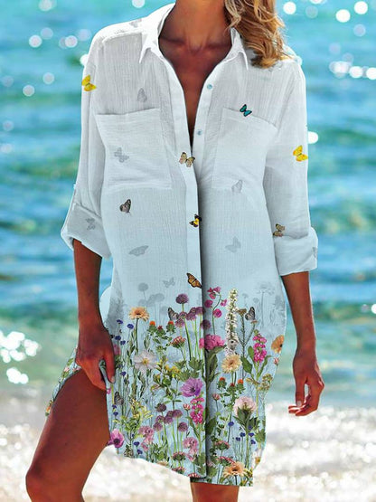 New Foreign Trade Cross-Border Model, Long-Sleeved Swimsuit Shirt, Women's Clothing, Printed Vacation Beachwear