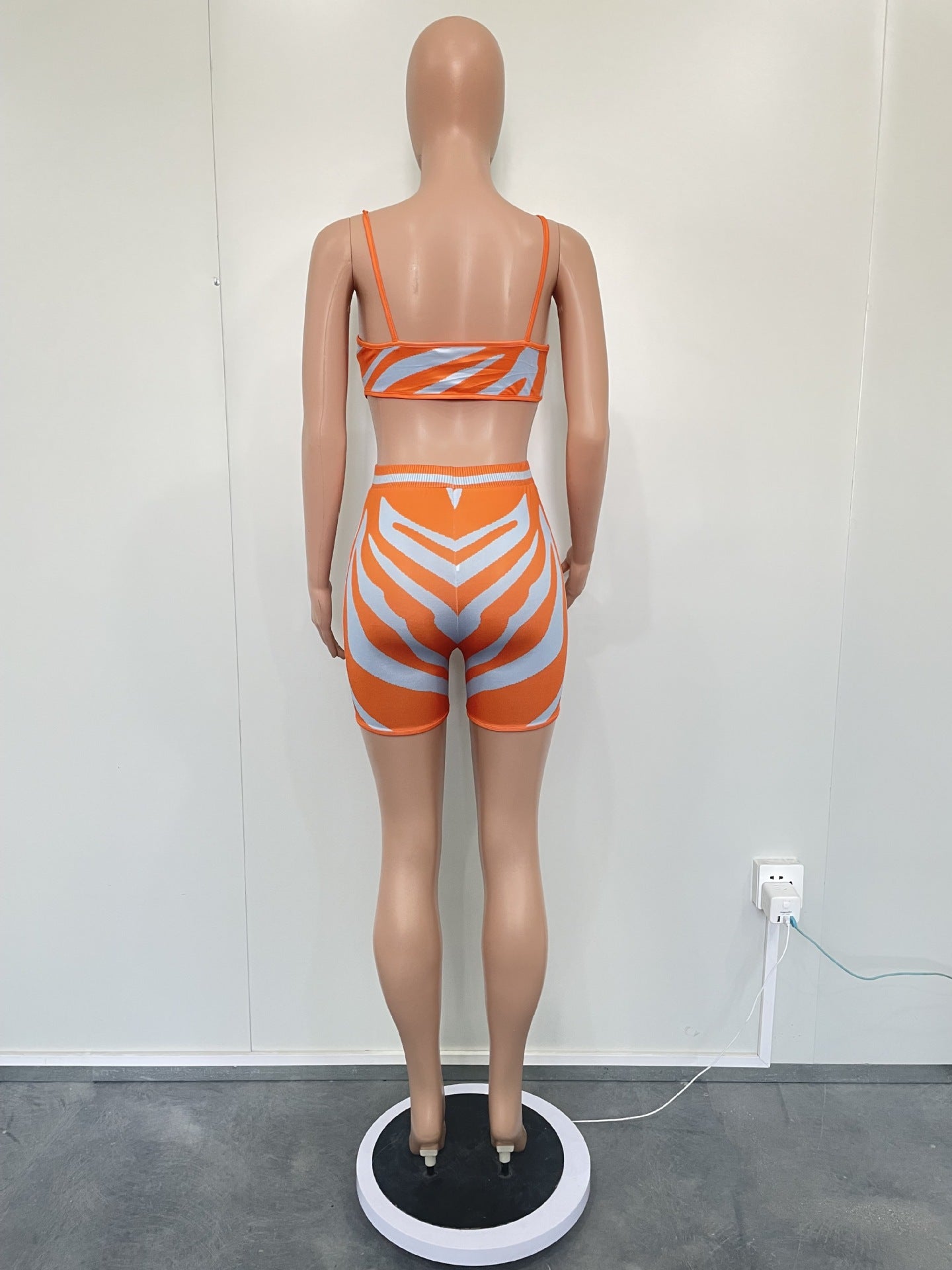 CM.YAYA Zebra Women's Set Spaghetti Strap Crop Top and Shorts Suit 2023 Summer Fashion Chic Two 2 Piece Set Outfits Tracksuit