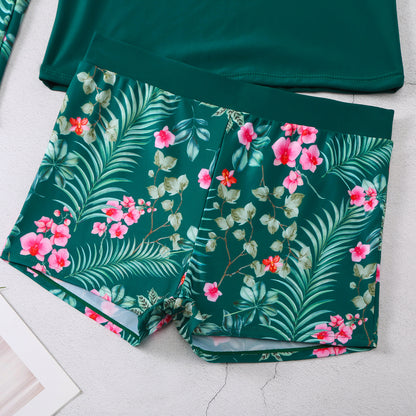 Dambikins Långärm – Blommigt Digitaltryck Delad Konservativ Polyester 5 Mönster S–2XL Badkläder Dam QX07 2026