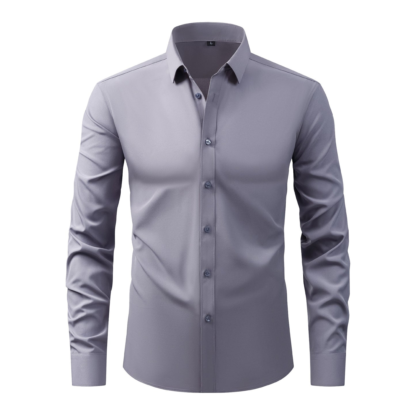 Cross-Border Lightweight Stretchy Plus-Size Men's Shirts, Wrinkle-Resistant Long-Sleeve Shirts, Amazon Cardigan Long-Sleeve Shirts for Men