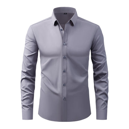 Cross-Border Lightweight Stretchy Plus-Size Men's Shirts, Wrinkle-Resistant Long-Sleeve Shirts, Amazon Cardigan Long-Sleeve Shirts for Men