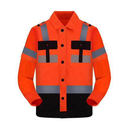 Work clothes suit long sleeve new polyester cotton wear-resistant breathable work clothes sanitation workshop auto repair engineering clothes Labor protective clothing