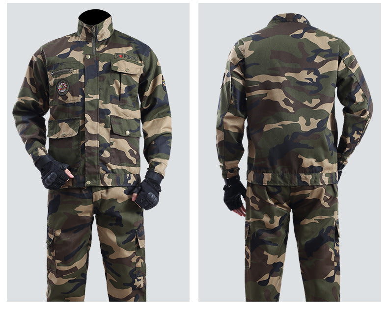Spring and Autumn Camouflage Work Clothes Men's Anti-Scratch Wear-Resistant Labor Protection Clothing Thickened New suit Pants Site Maintenance Auto Repair Clothing