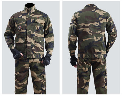 Spring and Autumn Camouflage Work Clothes Men's Anti-Scratch Wear-Resistant Labor Protection Clothing Thickened New suit Pants Site Maintenance Auto Repair Clothing