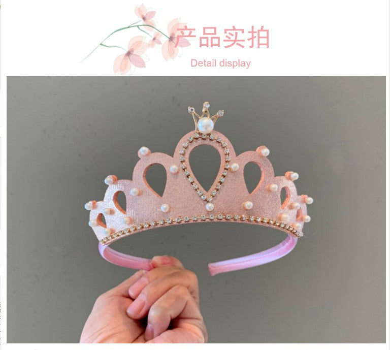 Prinsess Krona Hårband Flickor – Handgjord PVC Kristall Koreansk Stil Födelsedag Föreställning 0–10+ År 2026