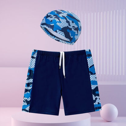 Pojkar Badbyxor Set – Mönstrat med Huva Simglasögon & Väska Snabbtorkande Polyester S–4XL Badkläder Barn 2026