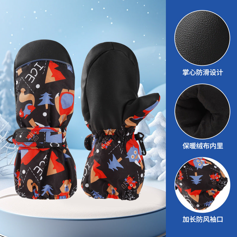 Barnhandskar Skid & Utomhus – Cartoon Vattentåliga Varma Mittens & Femfinger Unisex 2–10 År HX-01 2026