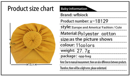 Babyturbanhatt med Knut – Enfärgad Andningsbar Varm Vindtät 11 Färger Unisex 1–2 År x-18129 2026