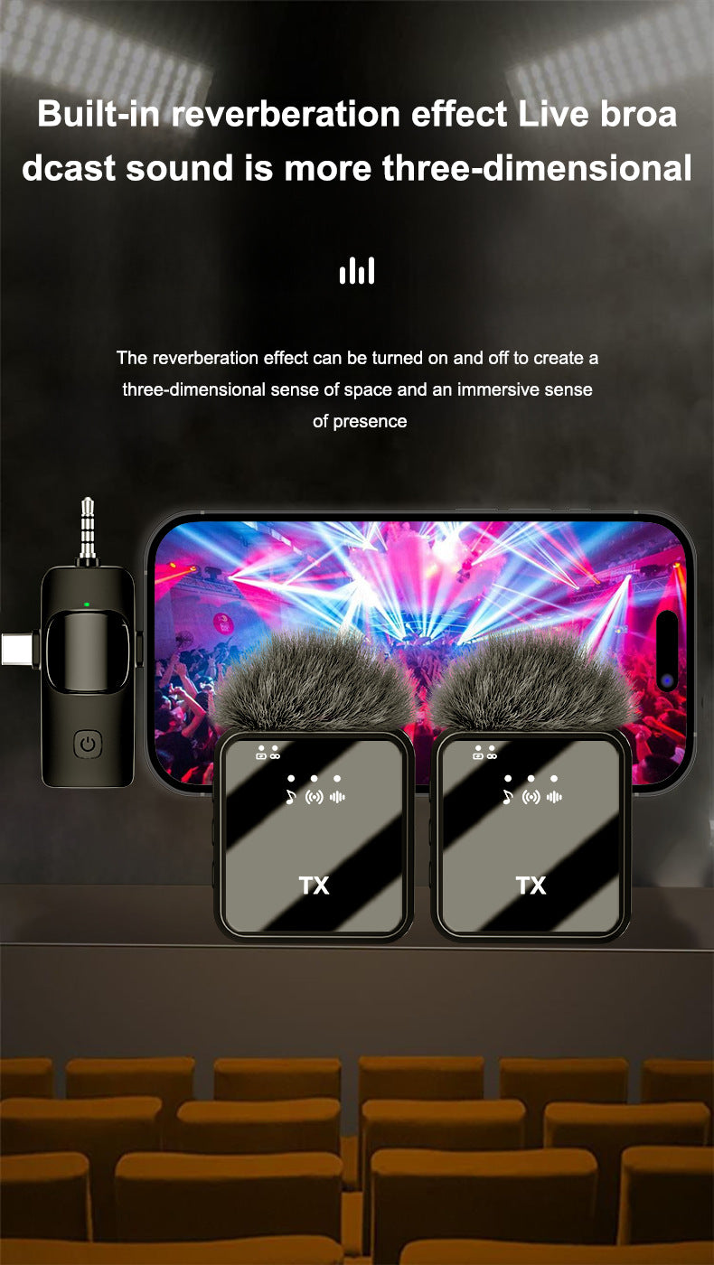 KEBIDUMEI 3 in 1 Wireless Lavalier Microphone Dual Noise Reduction Mini 1 to 2 Mic for Living Broadcast Gaming Video Recording