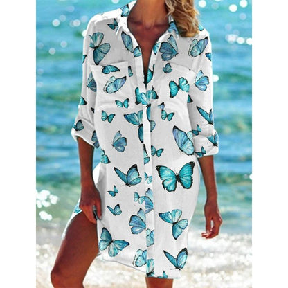 New Foreign Trade Cross-Border Model, Long-Sleeved Swimsuit Shirt, Women's Clothing, Printed Vacation Beachwear