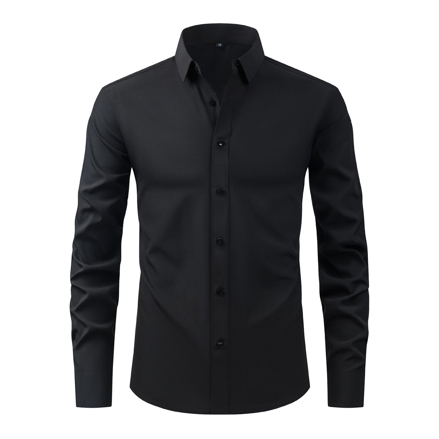Cross-Border Lightweight Stretchy Plus-Size Men's Shirts, Wrinkle-Resistant Long-Sleeve Shirts, Amazon Cardigan Long-Sleeve Shirts for Men