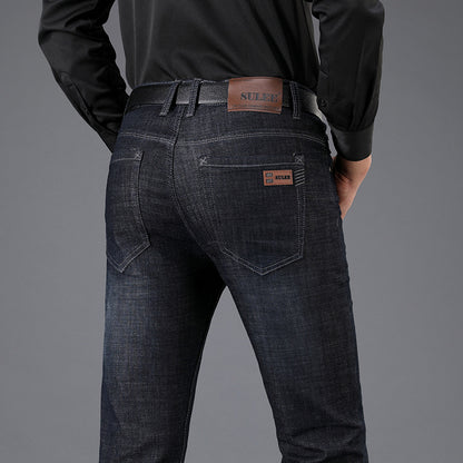 Herrjeans Straight Leg Stretch – Sulee Business Casual Denim Tvättad Allväders W28–W40 2026