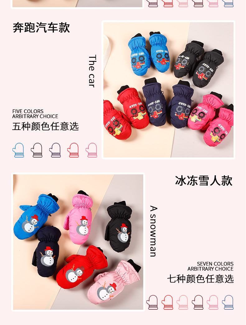 Barnhandskar Skid & Utomhus – Cartoon Vattentåliga Varma Mittens & Femfinger Unisex 2–10 År HX-01 2026