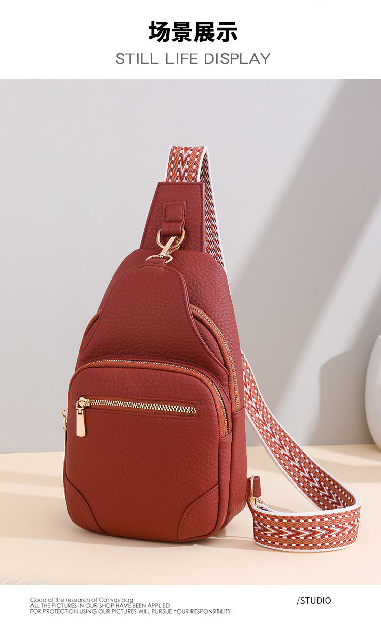 Cross-border Women's Chest Bag Soft Leather Fashion New Chest Crossbody Bag 2024 All-match Outgoing Backpack Casual Shoulder Bag