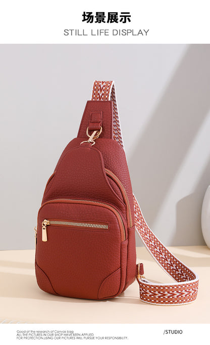 Cross-border Women's Chest Bag Soft Leather Fashion New Chest Crossbody Bag 2024 All-match Outgoing Backpack Casual Shoulder Bag