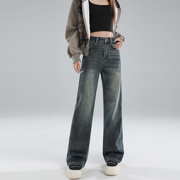 Damjeans High Waist Wide Leg Stretch Denim för Dam 2026