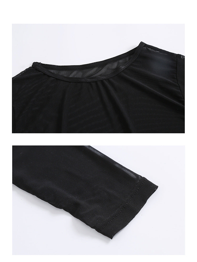 Dam Tre-delat Badset Långärm – Slimmande Bukdöljande Koreansk Fairy-stil Svart S–XL Badkläder Dam 9035 2026