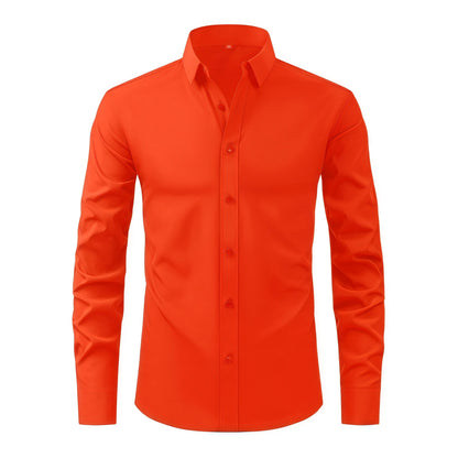Cross-Border Lightweight Stretchy Plus-Size Men's Shirts, Wrinkle-Resistant Long-Sleeve Shirts, Amazon Cardigan Long-Sleeve Shirts for Men