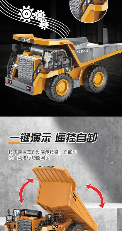 Cross-border 11-way children's electric toy lighting and sound effects engineering vehicle 1:20 crawler alloy remote control excavator model