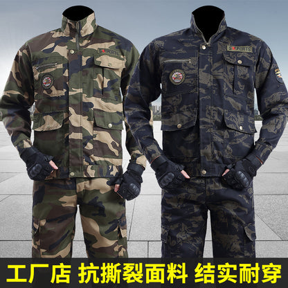 Spring and Autumn Camouflage Work Clothes Men's Anti-Scratch Wear-Resistant Labor Protection Clothing Thickened New suit Pants Site Maintenance Auto Repair Clothing