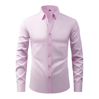 Cross-Border Lightweight Stretchy Plus-Size Men's Shirts, Wrinkle-Resistant Long-Sleeve Shirts, Amazon Cardigan Long-Sleeve Shirts for Men