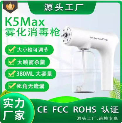 K5Max Nano Spraygun – Portabel Desinfektionsenhet 0-Sekunders Dimma Alkohol Sprayflaska Hem Kontor