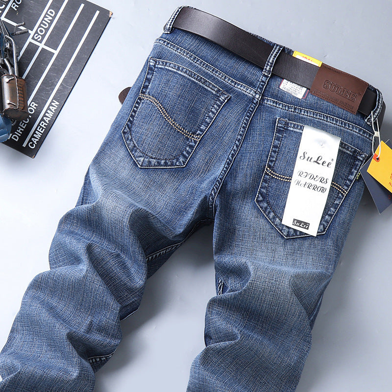 Herrjeans Straight Leg Stretch – Sulee Business Casual Denim Tvättad Allväders W28–W40 2026