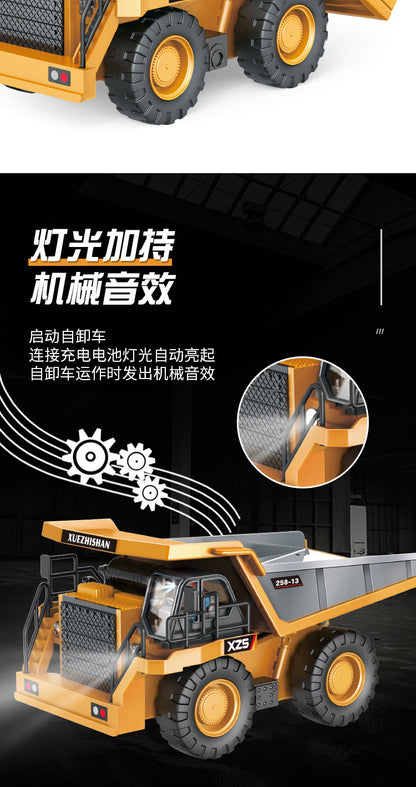 Cross-border 11-way children's electric toy lighting and sound effects engineering vehicle 1:20 crawler alloy remote control excavator model