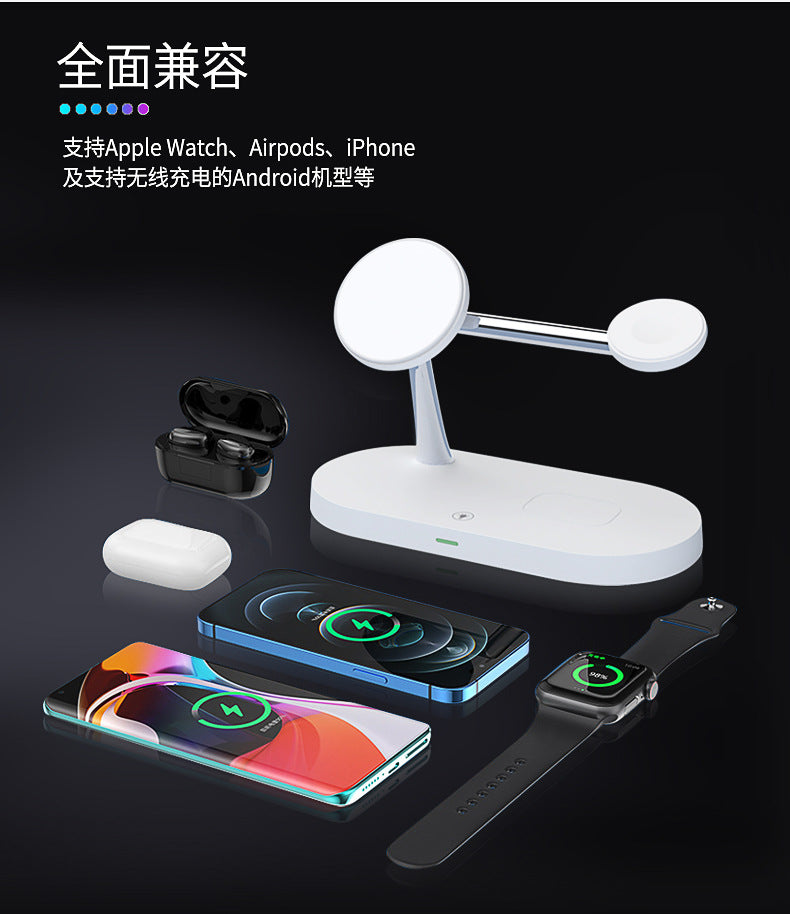 The new five-in-one wireless charger 15W vertical fast charging is suitable for Apple mobile phone watch headset wireless charging