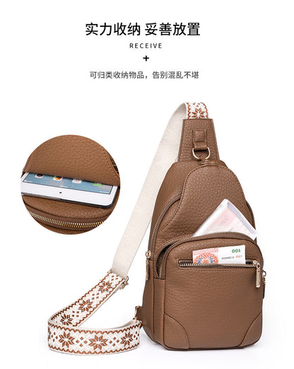 Cross-border Women's Chest Bag Soft Leather Fashion New Chest Crossbody Bag 2024 All-match Outgoing Backpack Casual Shoulder Bag