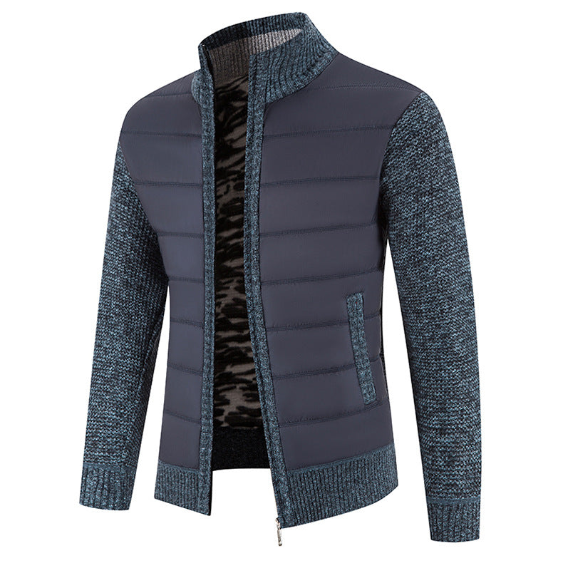 Foreign trade cross-border 2024 winter new spell cardigan sweater men's coat sweater European and American style sweater stand collar