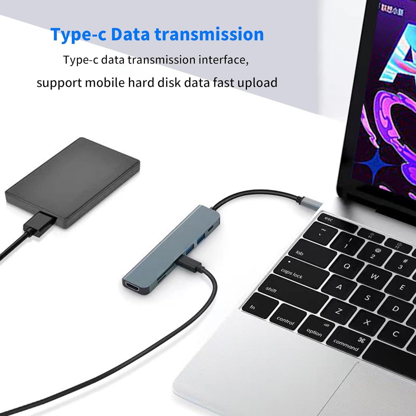 Type-C to HDMI High-Definition 4K Expansion Dock Usb3.0Hub Splitter Usb-C Multi-Function 7-in-1 Docking Station