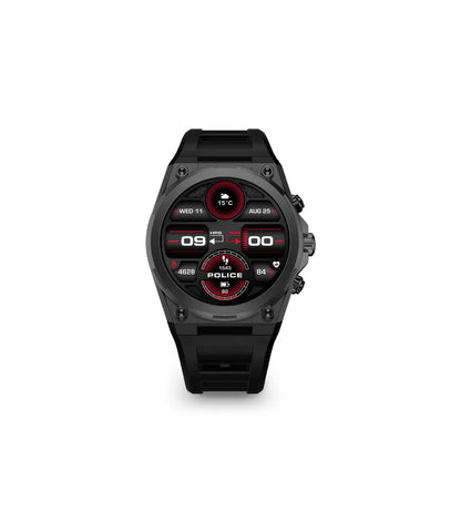 Police My.Avatar.2 Smartwatch – Herr, 48mm, Stål, Svart/Blå Silikonarmband