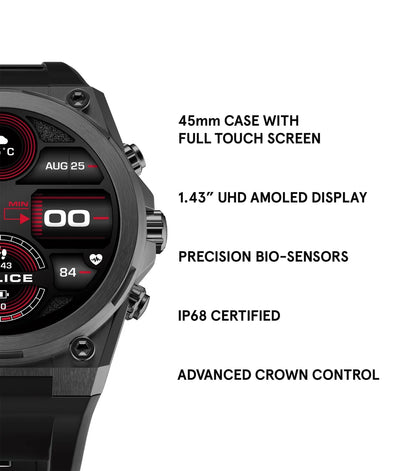 Police My.Avatar.2 Smartwatch – Herr, 48mm, Stål, Svart/Blå Silikonarmband