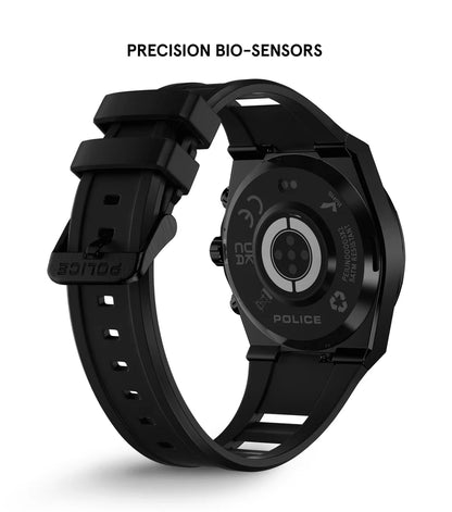 Police My.Avatar.2 Smartwatch – Herr, 48mm, Stål, Svart/Röd Silikonarmband