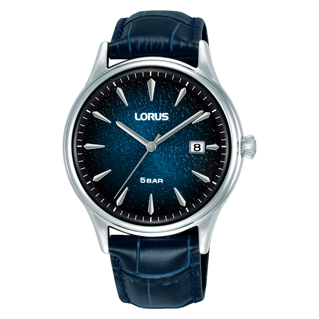 Lorus Herrur i Stål – Kvarts, 40mm, Blå Urtavla, Läderarmband
