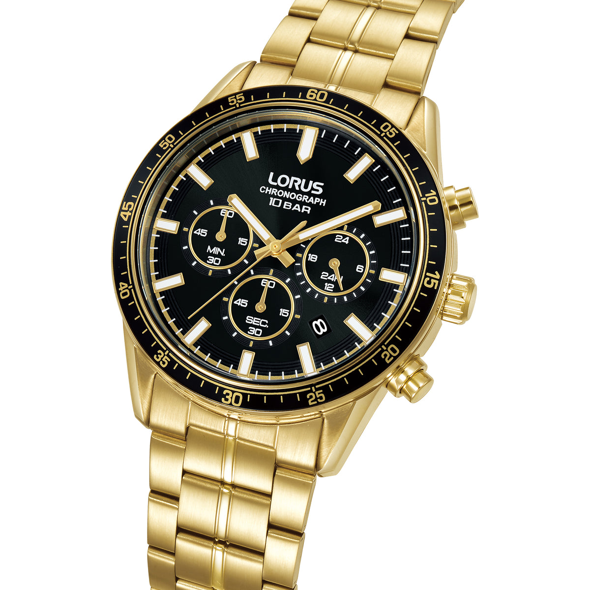Lorus Herrur i Stål – Kronograf, Kvarts, 43mm, Svart Urtavla