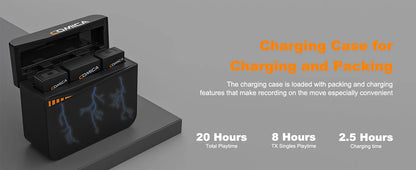 COMICA Vimo C 2.4G Wireless Lavalier Microphone with Charging Case,Lapel Mic for Camera Smartphone Podcast Interview Vlog