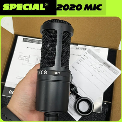 AT2020 Cardioid Condenser XLR Microphone for Studio Recording Podcast Vocal Live Streaming Professional Broadcasting Mic