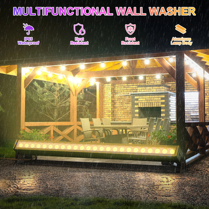 Fieryzeal 100W RGB LED Wall Wash-ljus IP65 – 24x3W DMX512 Strobe Scen DJ Bar Bröllop Utomhus CE FCC RoHS
