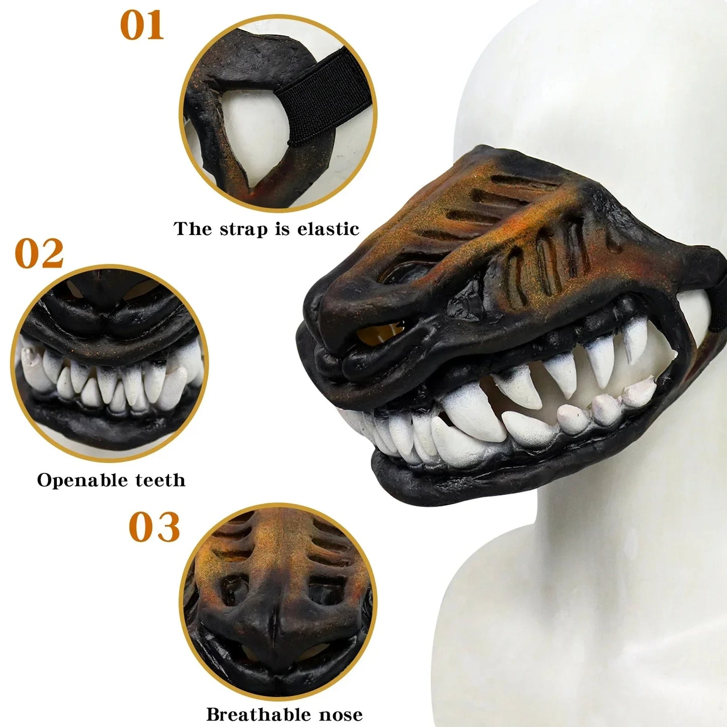 Dog Mouth Mask Padded Latex Rubber Dog Muzzle Halloween Movie & Tv Headdress Latex Props Animal Weird Masks