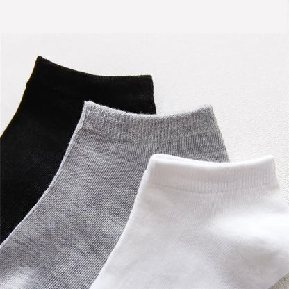 Unisex Låga Bomullsstrumpor 10-pack – Svart, Vitt & Grått Andningsbara Sport EU 38–45