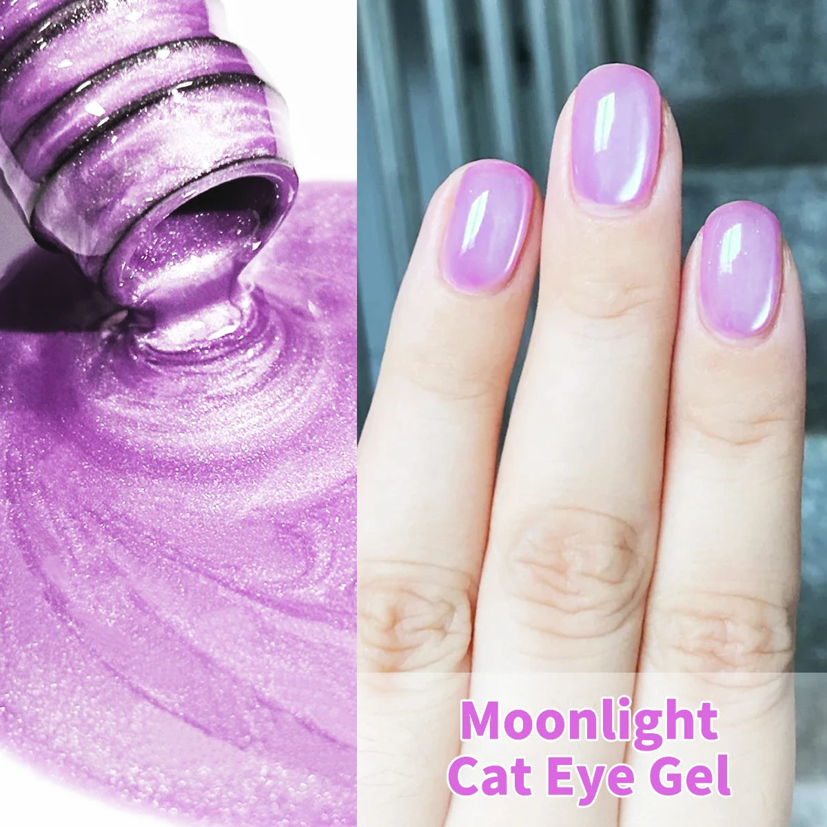 8PC White Moonlight Cat Eye Gel Nail Polish - UV/LED Soakable, Glossy Finish, Heart Pattern, Alcohol Free - Great Gift for Women