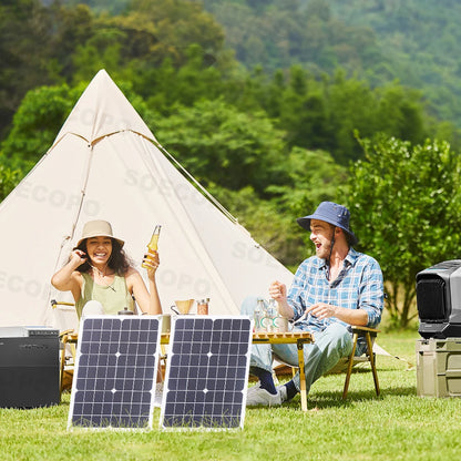 SOECOPO Solsystem-kit – 2×Flexibel Solpanel + 1100W Inverter (E-Series) + LCD-regulator 12V/24V, 220V, EU-lager (Polen)