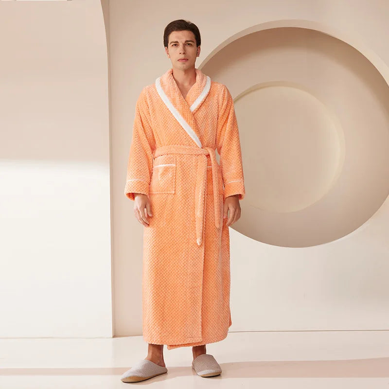 Female Autumn and Winter Warm Long Coral Velvet Thick Couple Bath Bathrobes Men Women Pajamas Shower Robe Bath Towels For Adults