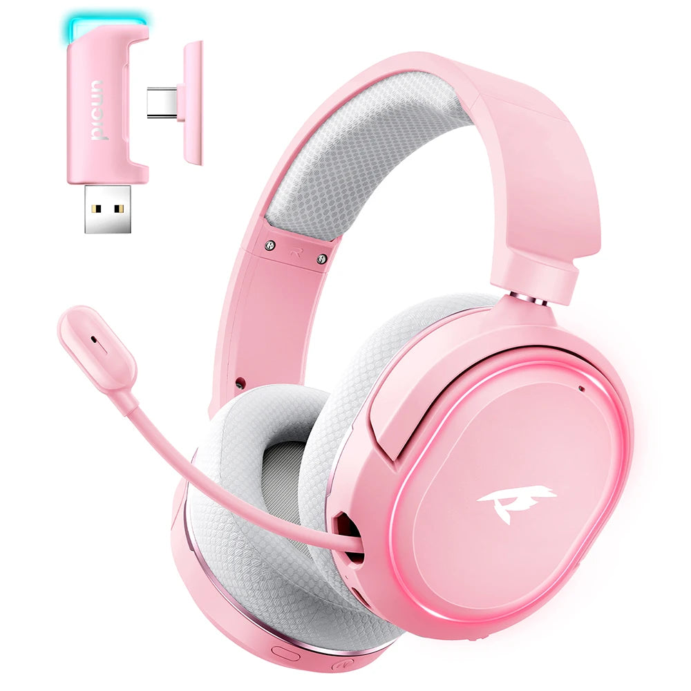 Picun G2 Trådlöst Gaming Headset – Bluetooth 2.4GHz 7.1 Surround 5ms ENC 100h 1000mAh AAC CE/FCC/RoHS PS4 PS5 PC Switch